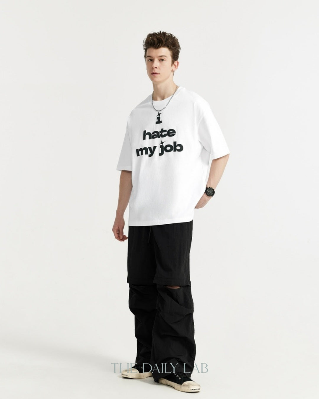 I Hate My Job Oversized Tee in White