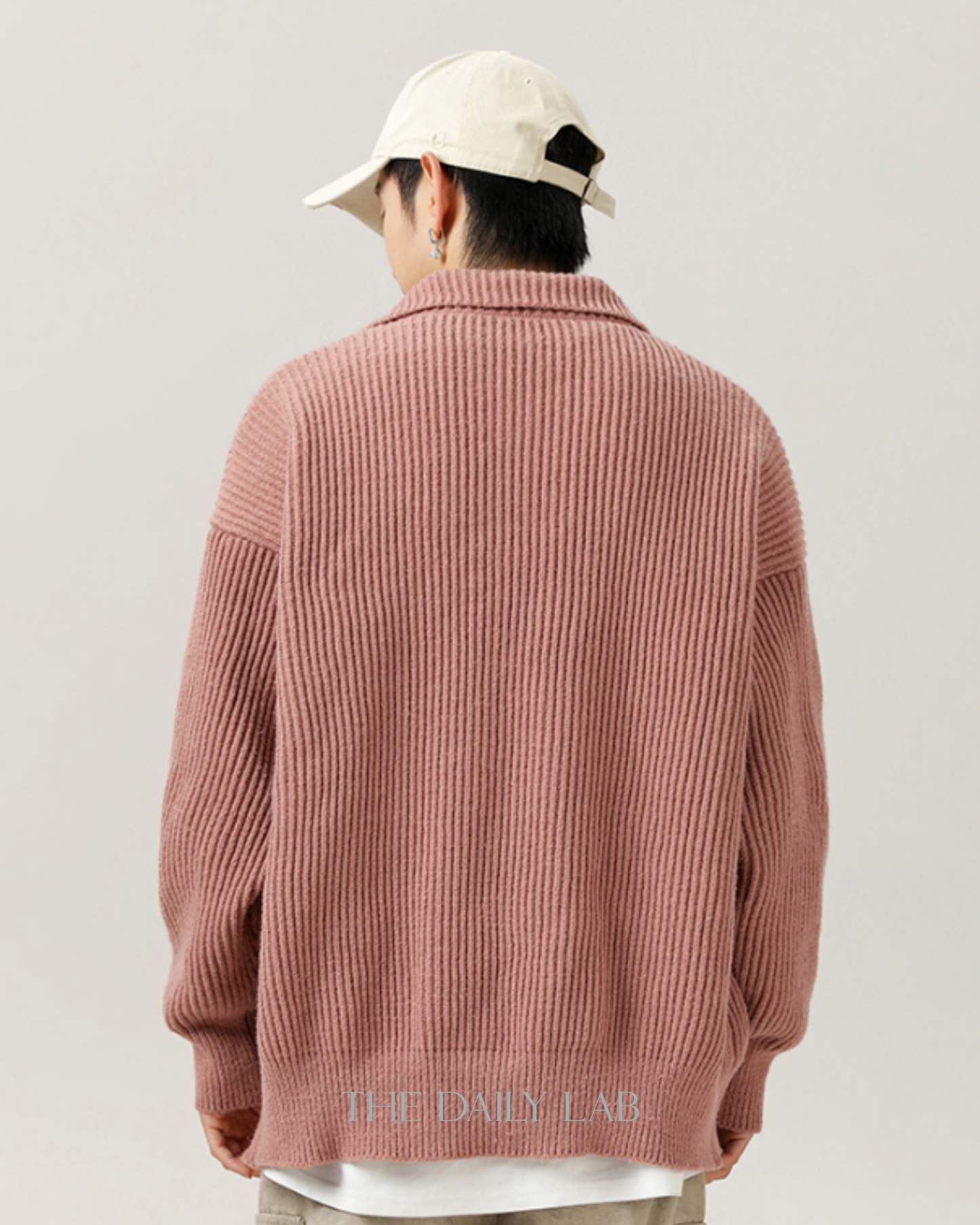 High-Neck Cardigan in Pink