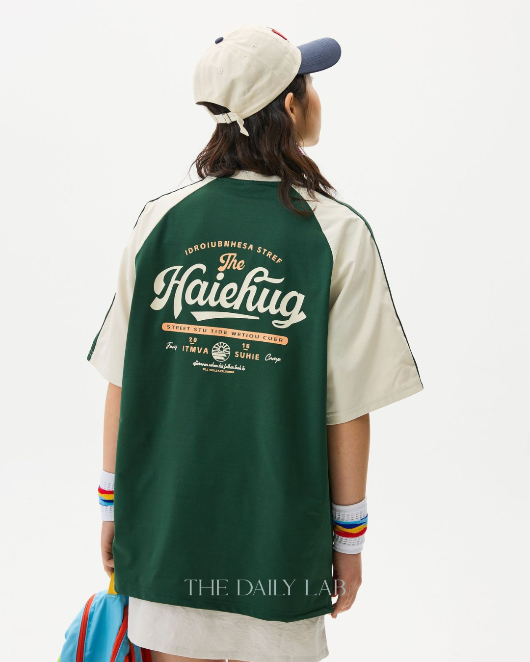 Haiehug Print Polyester Tee in Green