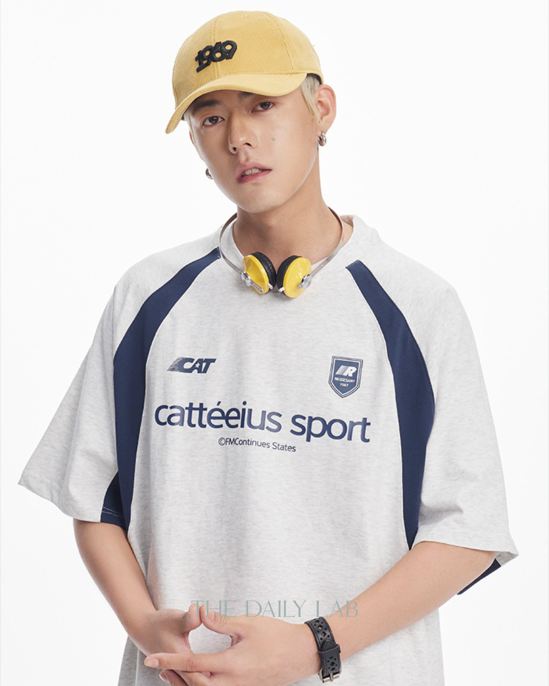 Catteeius Sport Print Cotton Tee in Grey (In-Stock)