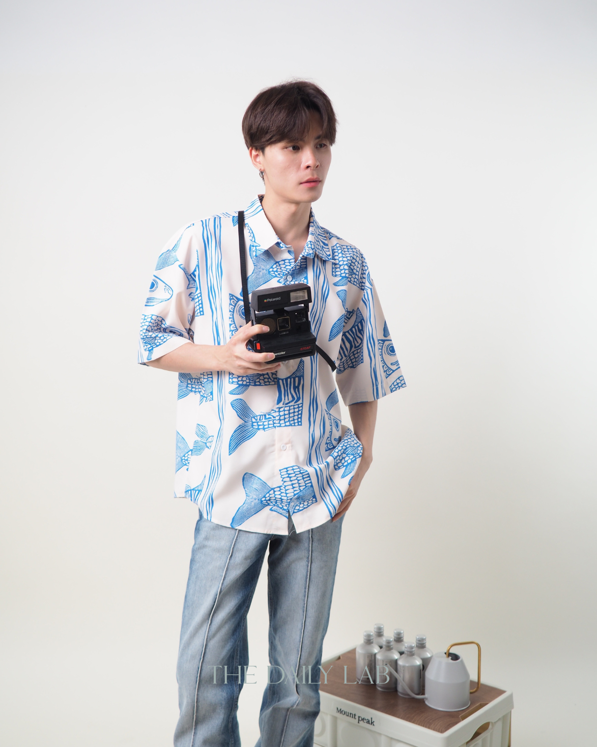 Fish Buttoned Shirt in Blue