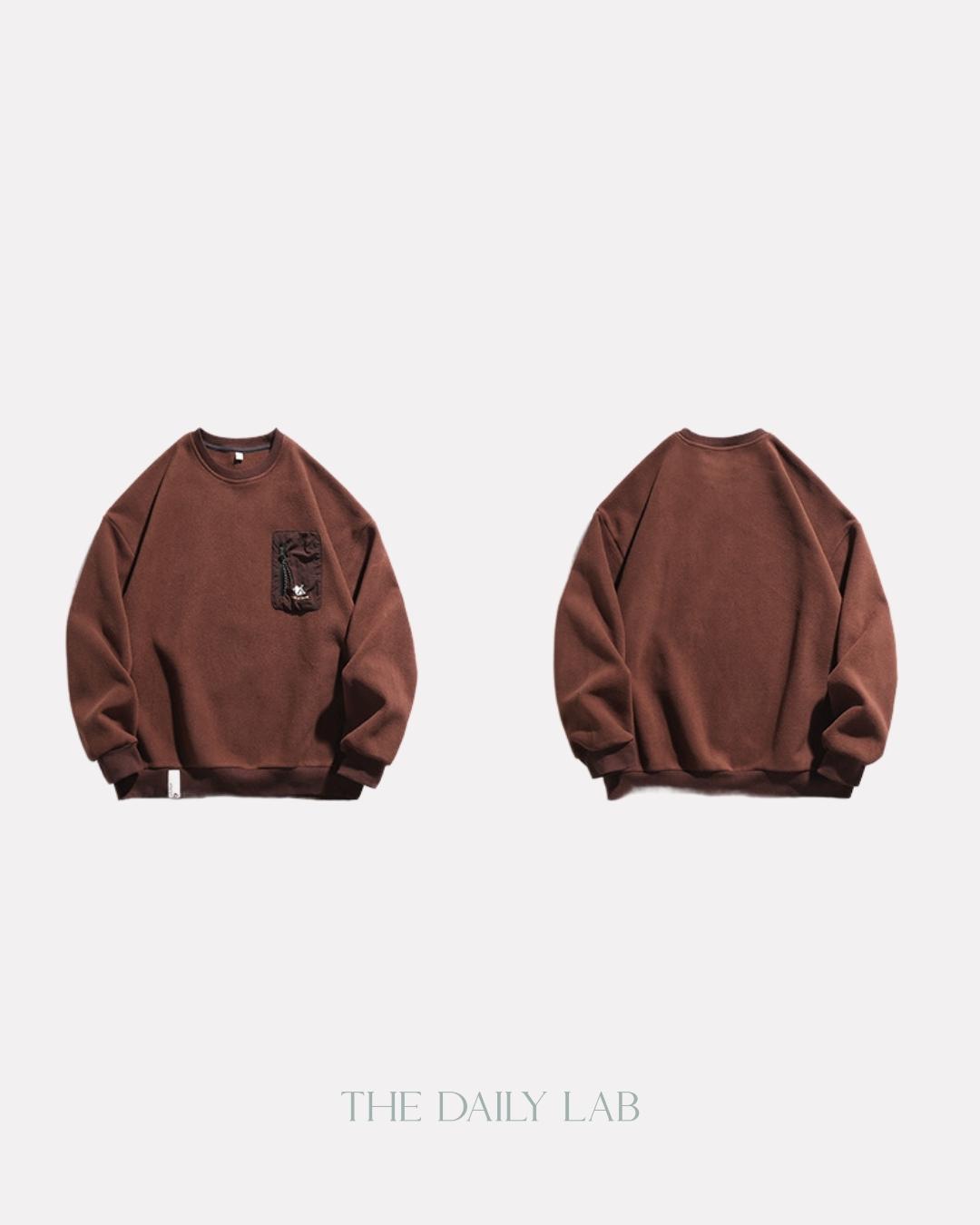 380G Pocketed Long Sleeve Sweater in Dark Brown