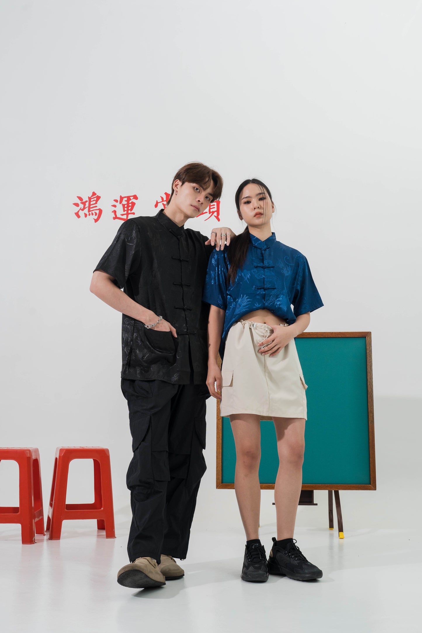 Vintage Chinese Dragon Tang Suit in Black