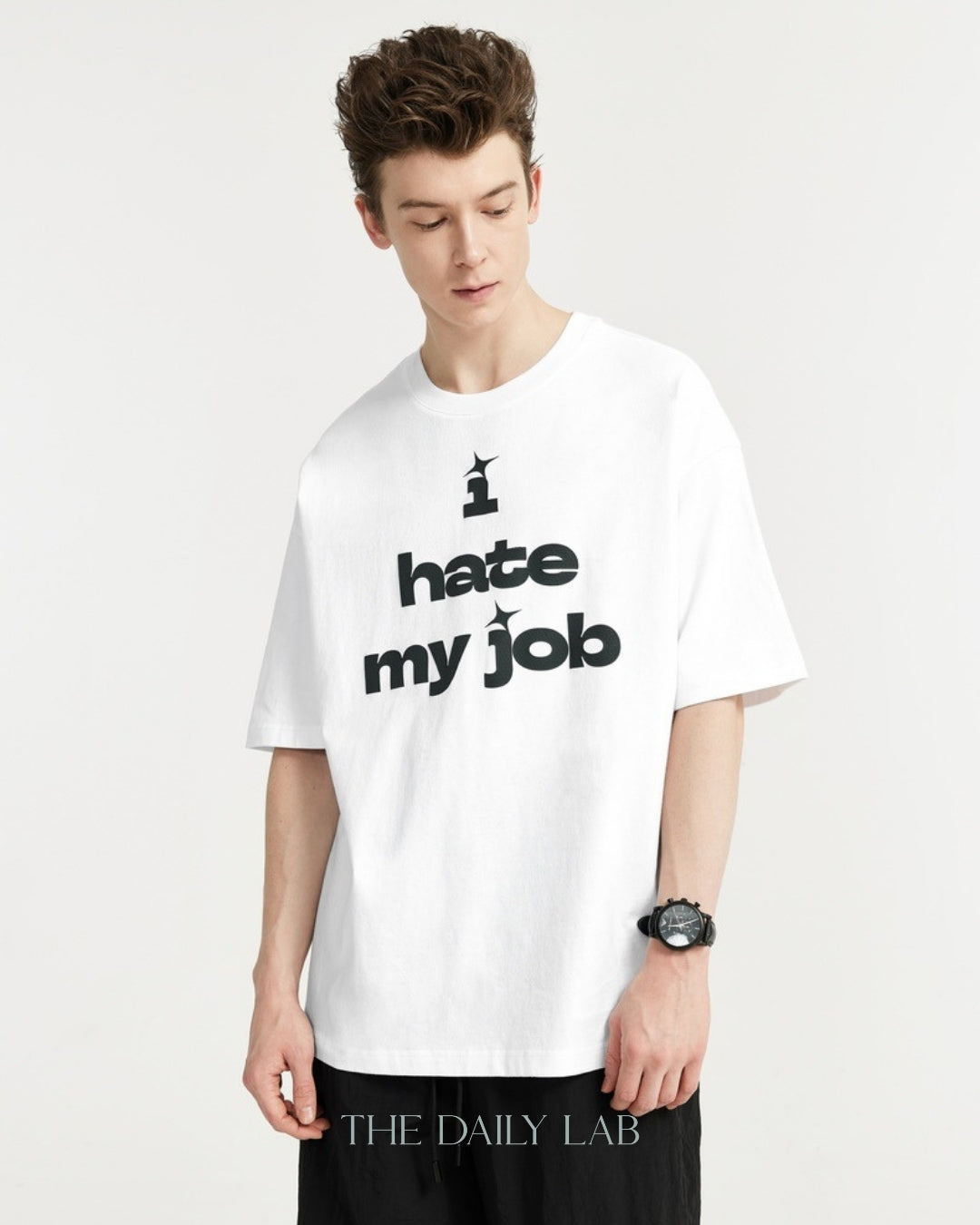 I Hate My Job Oversized Tee in White