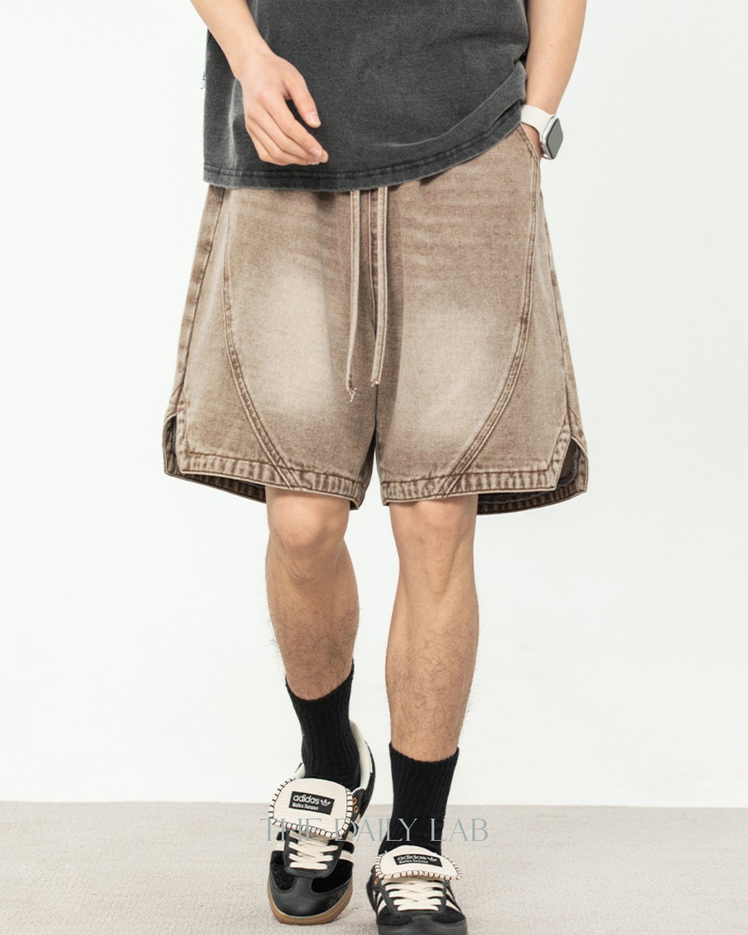 American Washed Denim Shorts in Coffee