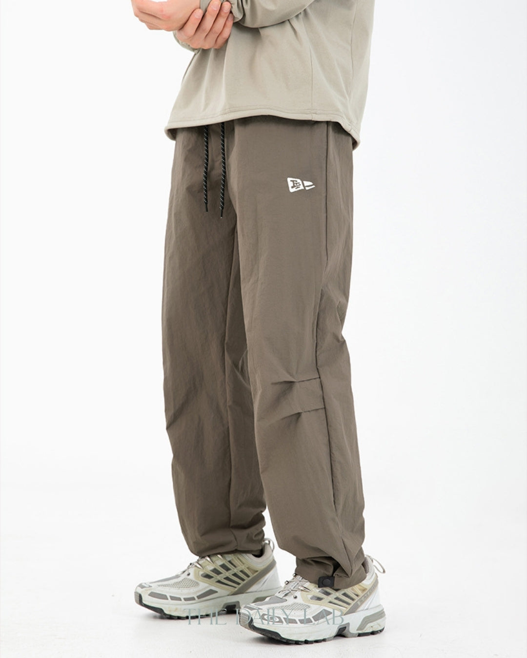 Pleated Nylon Pants in Khaki