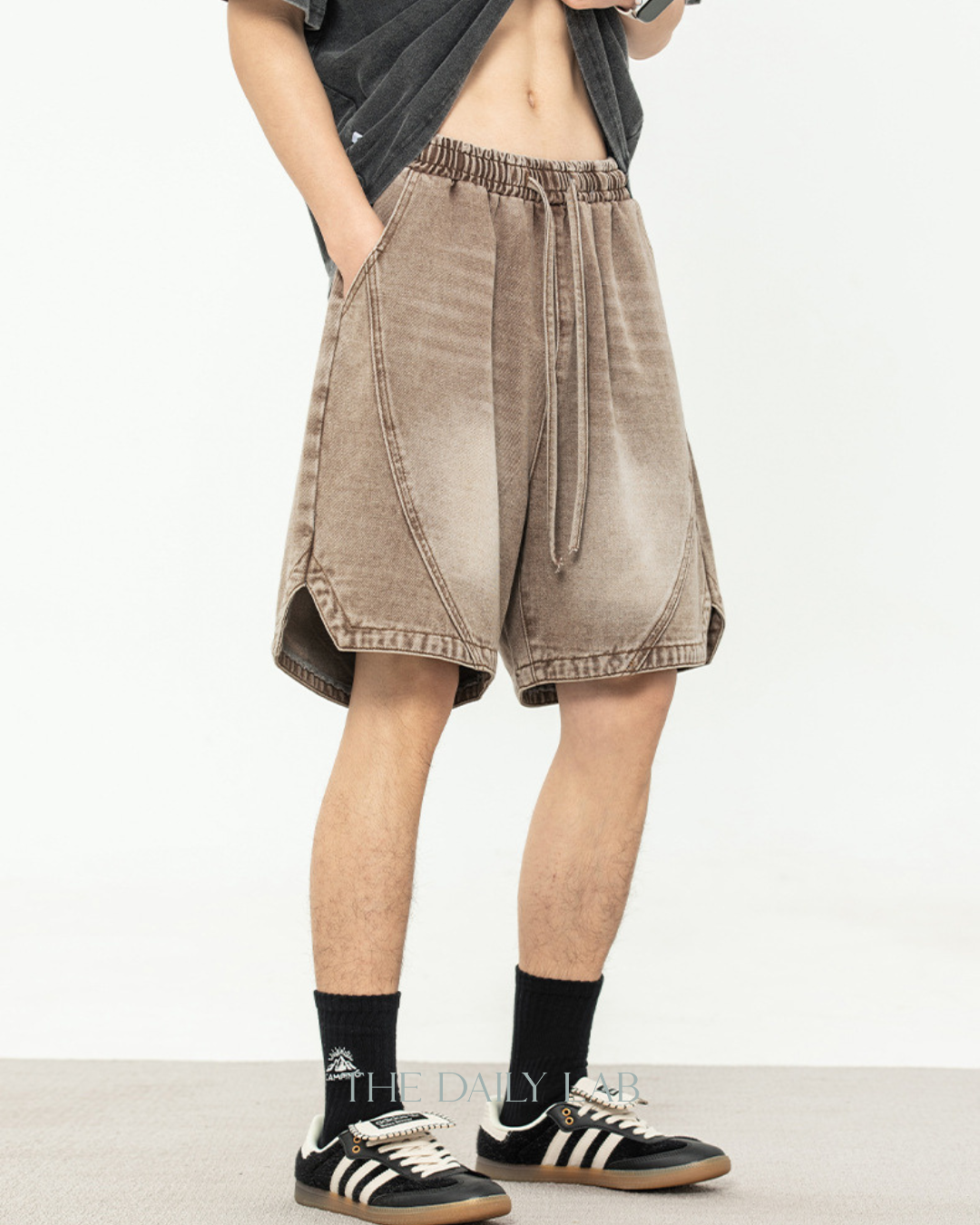 American Washed Denim Shorts in Coffee