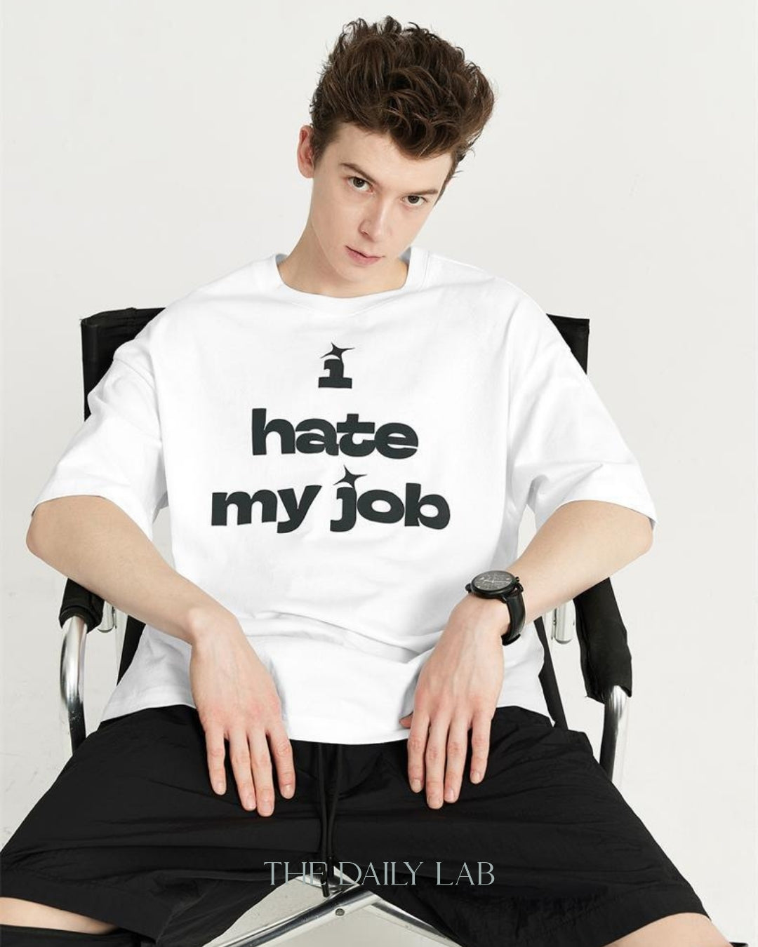 I Hate My Job Oversized Tee in White
