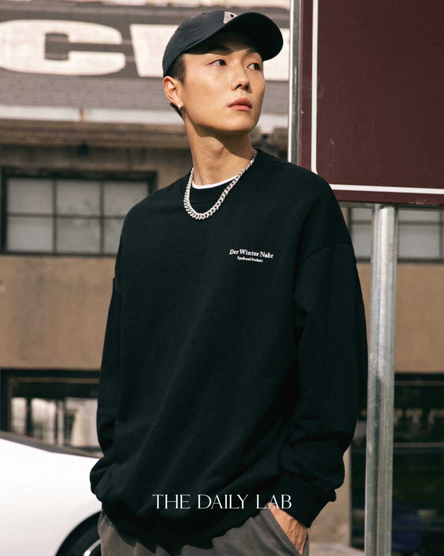 350G Der Winter Naht Sweater in Black