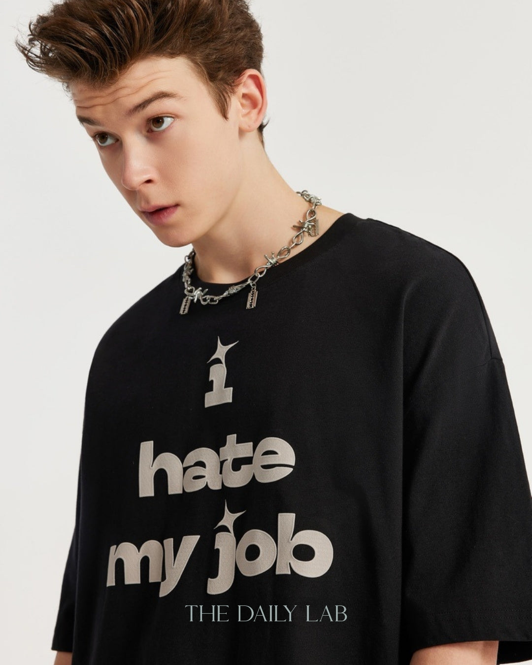 I Hate My Job Oversized Tee in Black