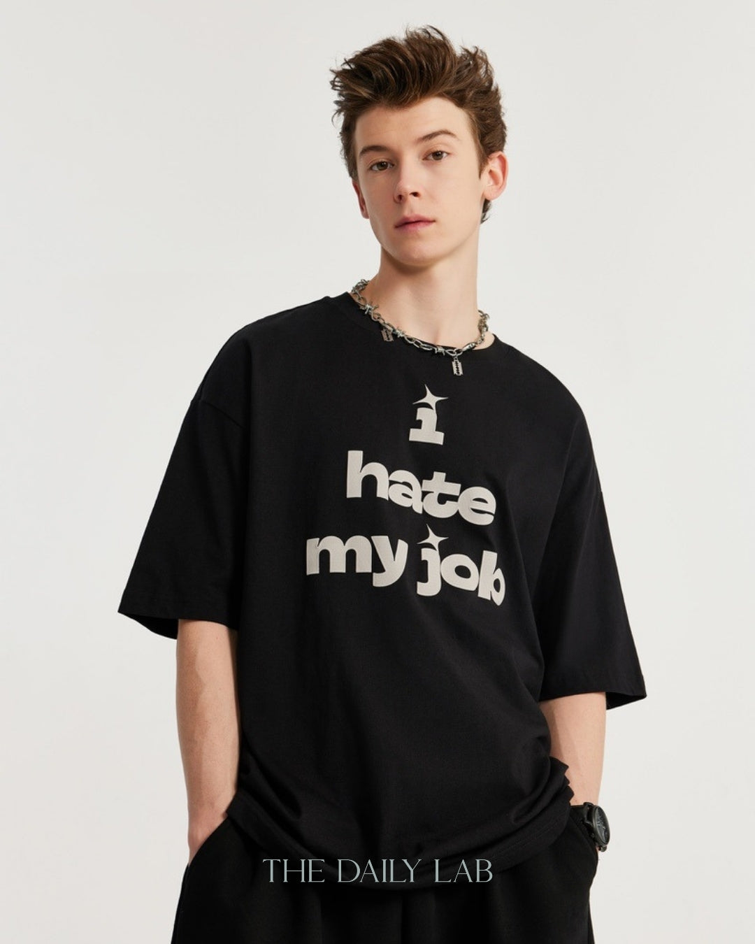 I Hate My Job Oversized Tee in Black