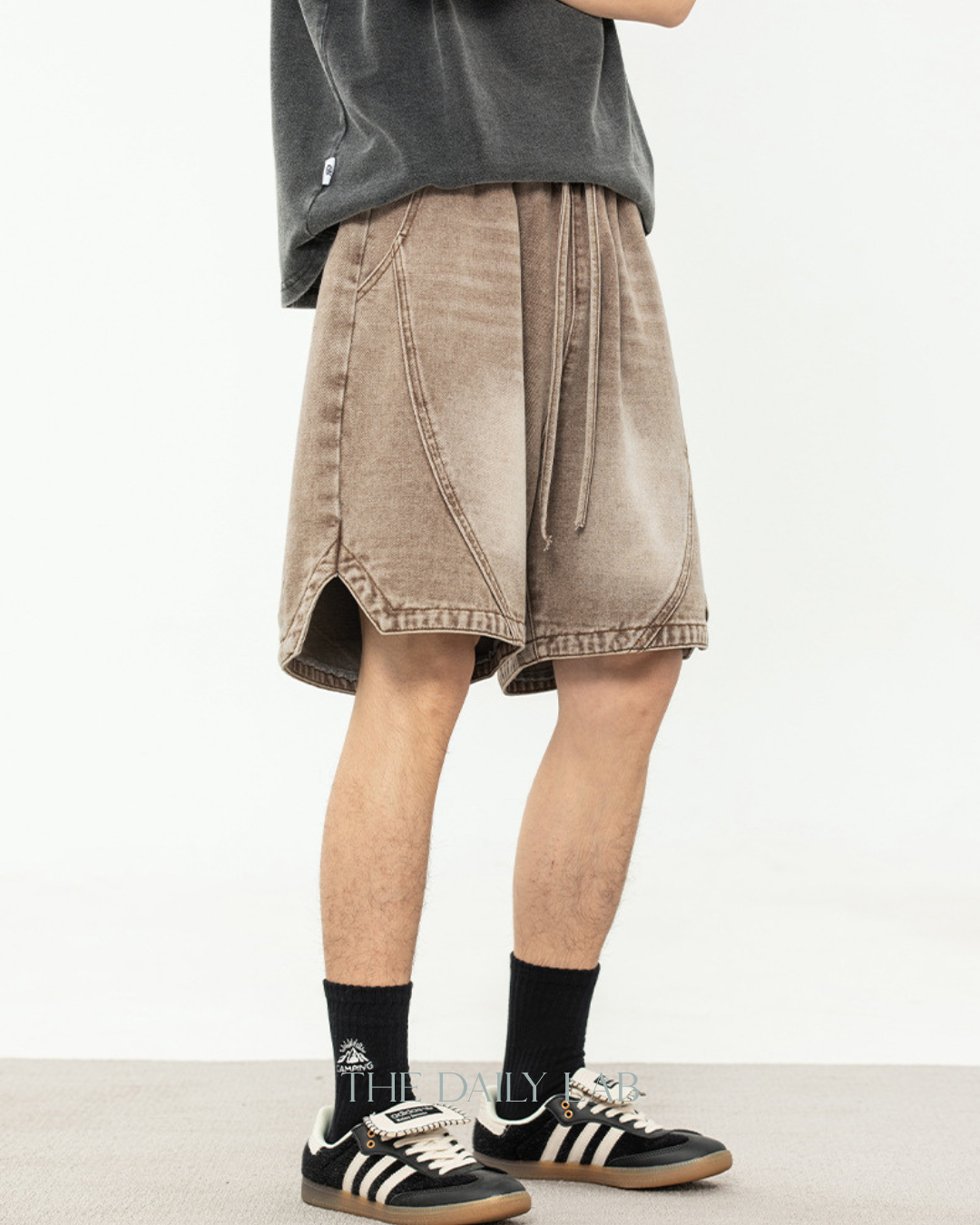 American Washed Denim Shorts in Coffee