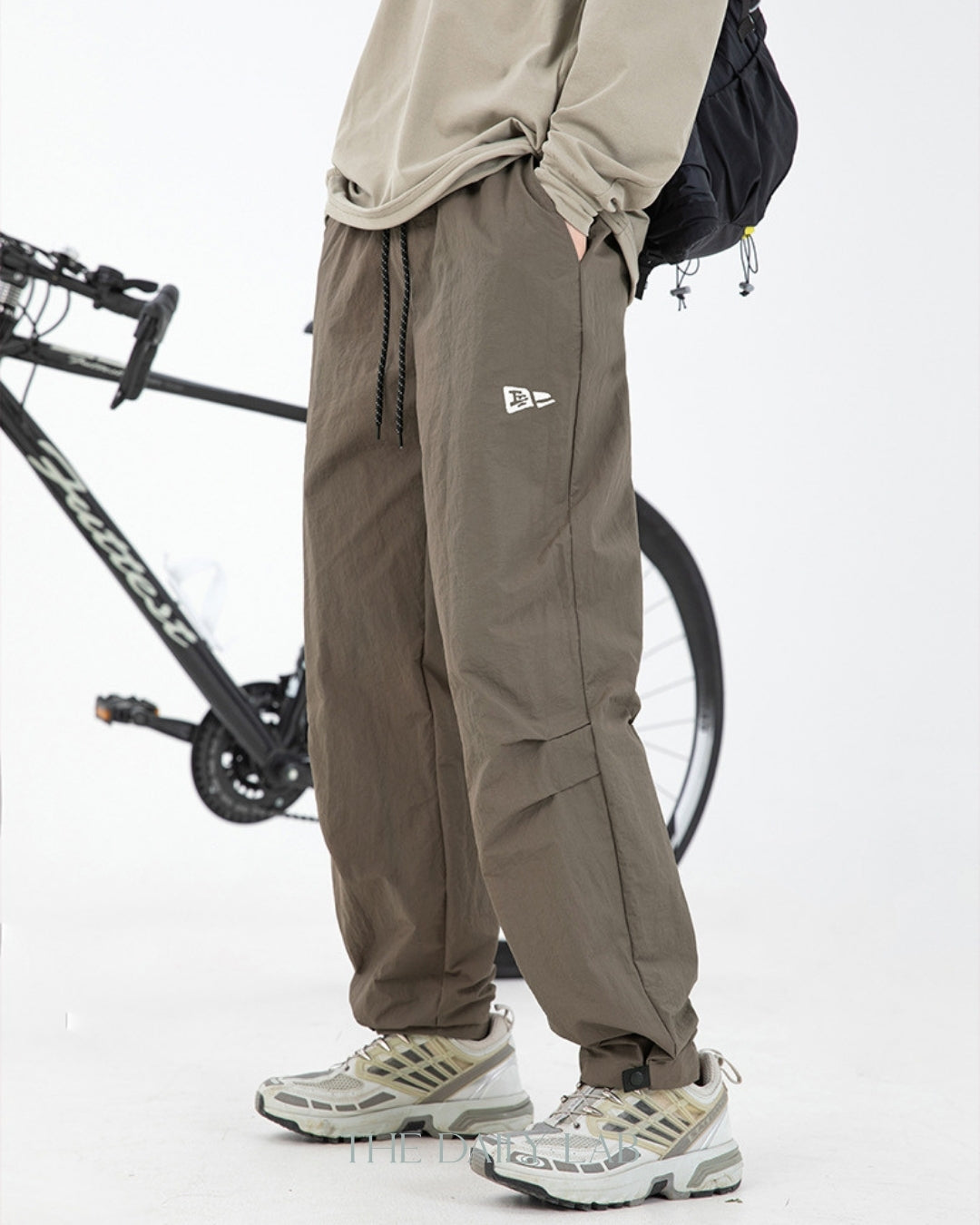 Pleated Nylon Pants in Khaki