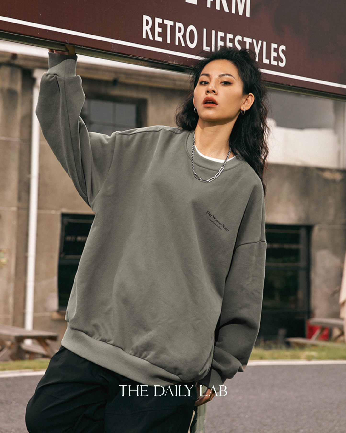 350G Der Winter Naht Sweater in Green