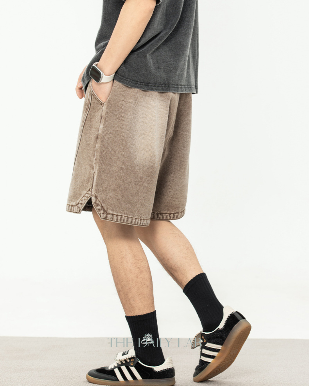 American Washed Denim Shorts in Coffee