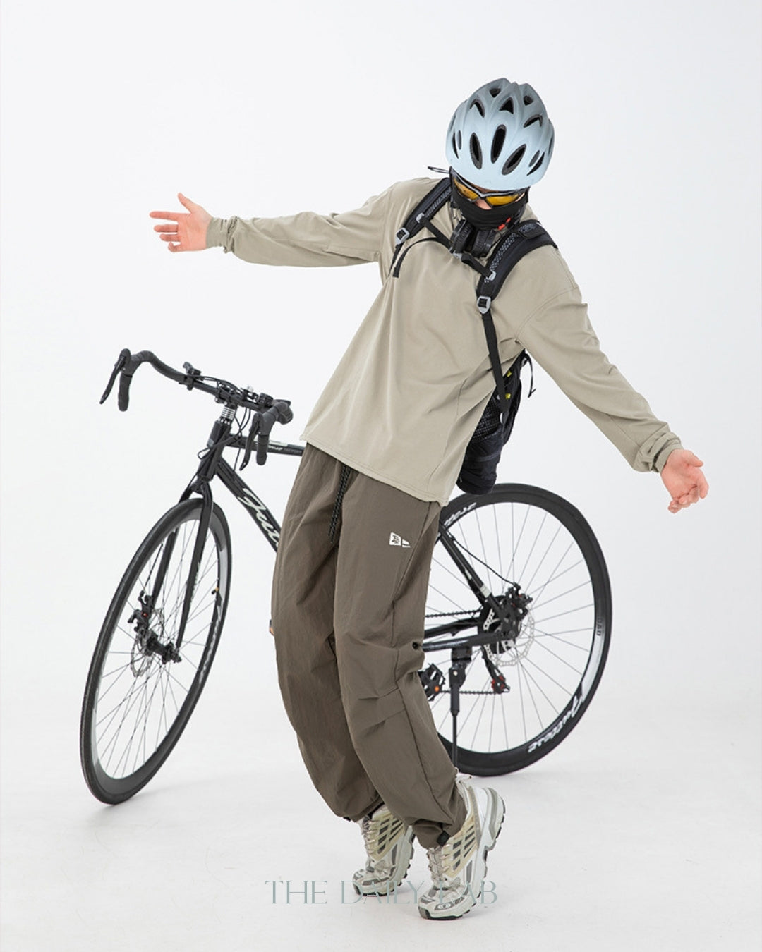 Pleated Nylon Pants in Khaki