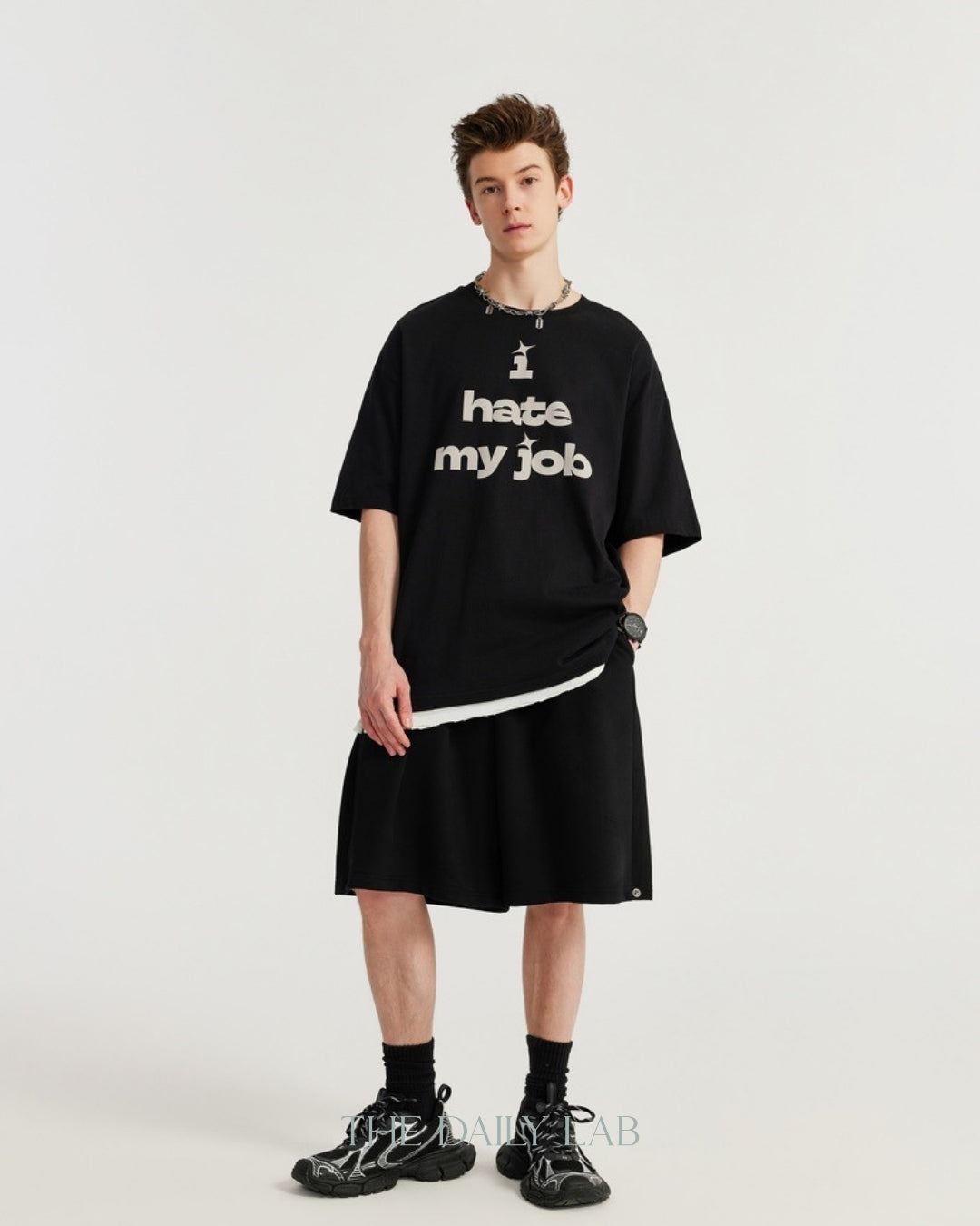 I Hate My Job Oversized Tee in Black