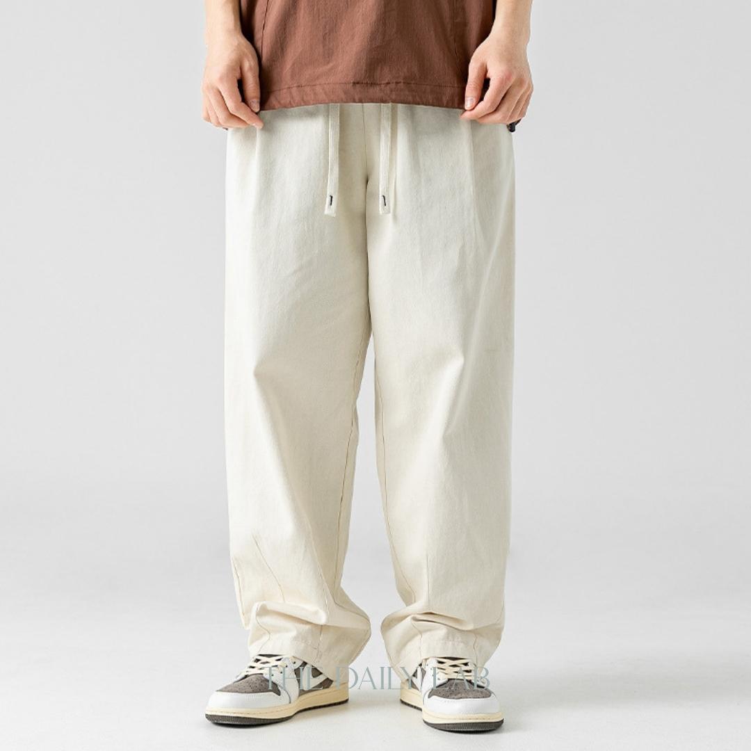 275G Sand-washed Cotton Long Pants in Beige