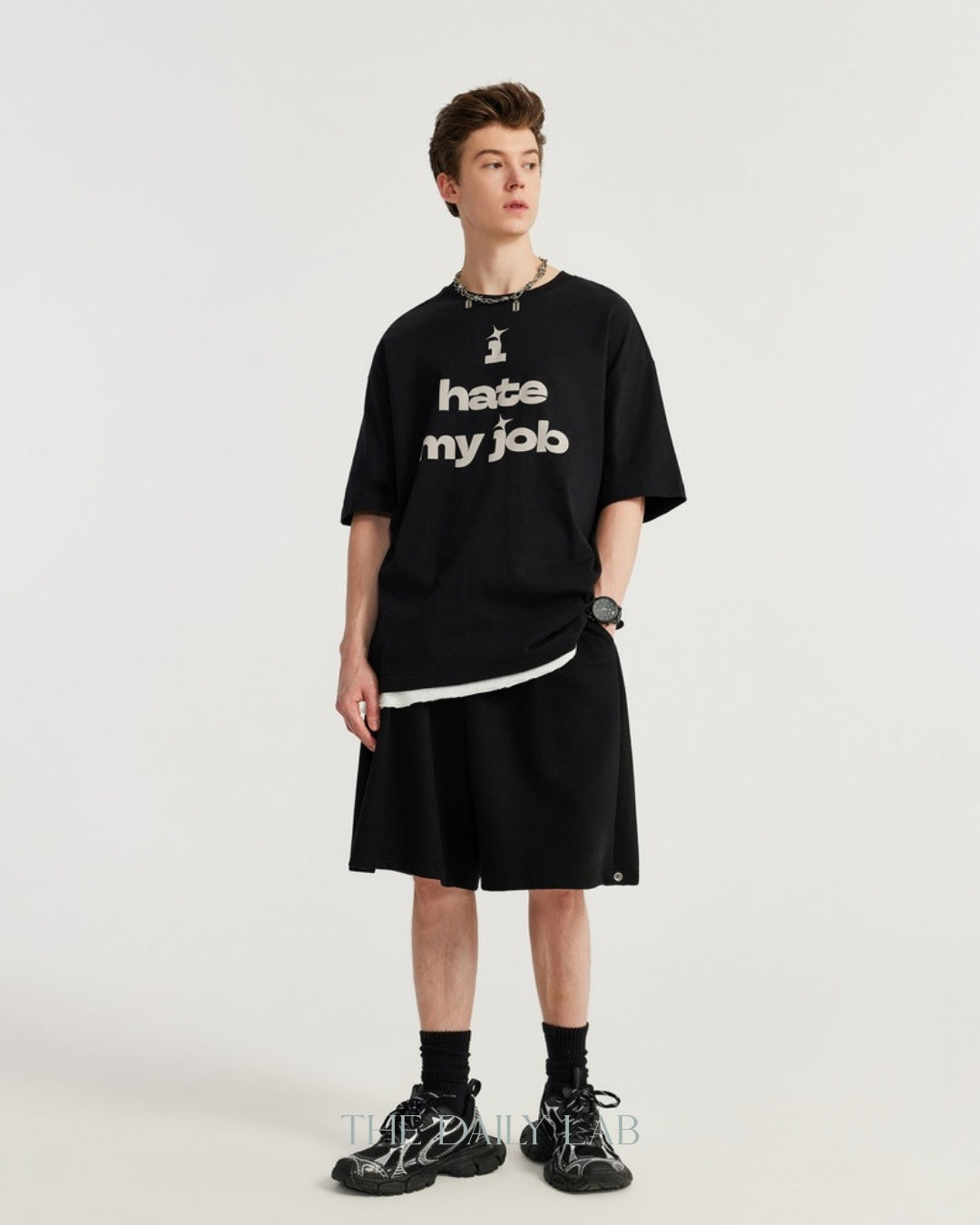 I Hate My Job Oversized Tee in Black