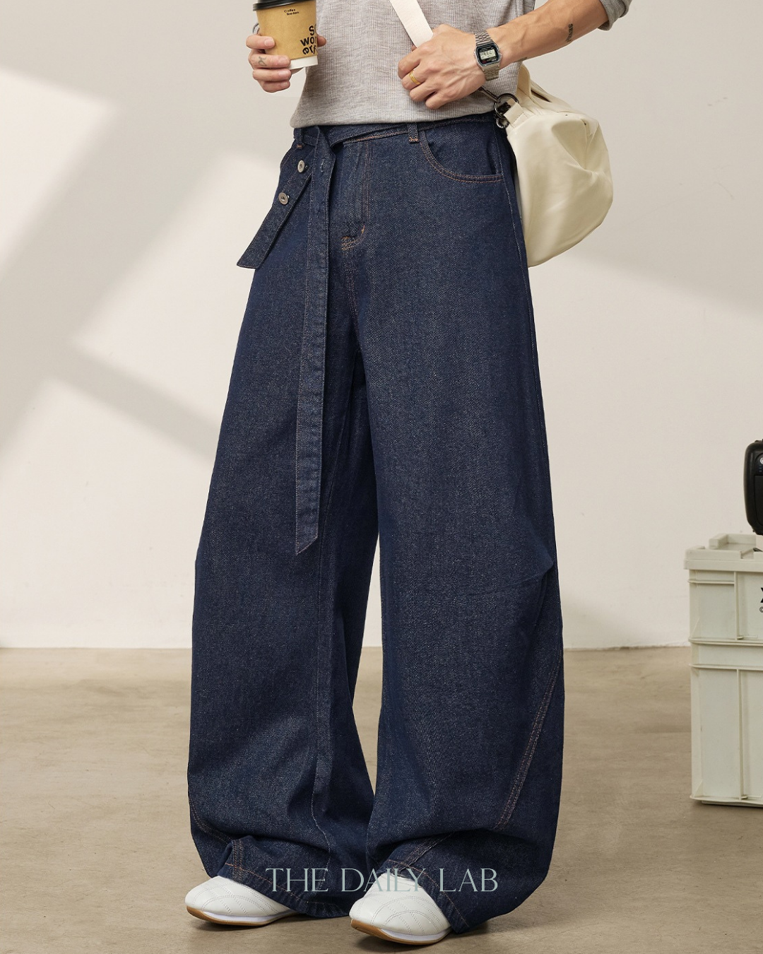 Structured Devided Jeans In Blue