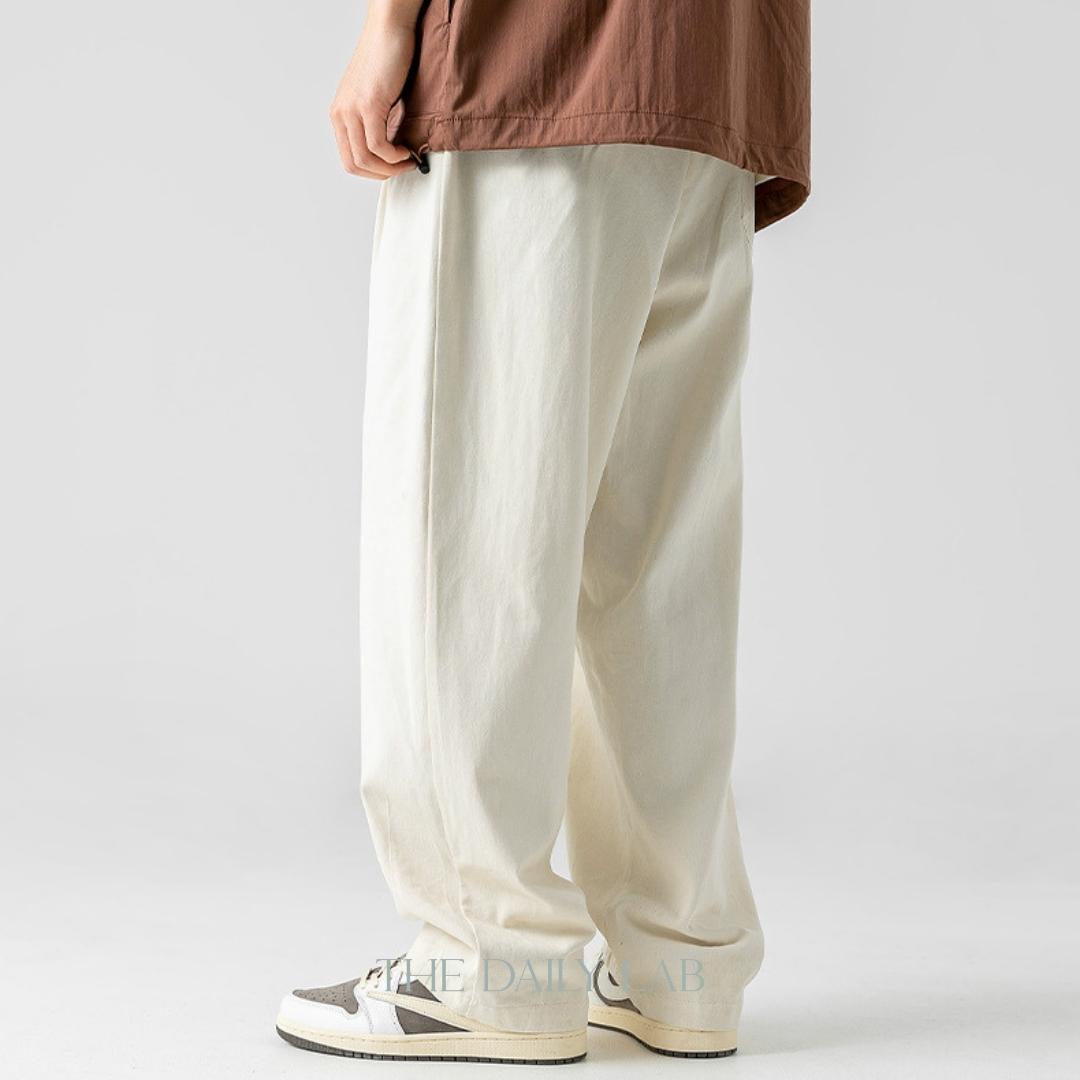 275G Sand-washed Cotton Long Pants in Beige