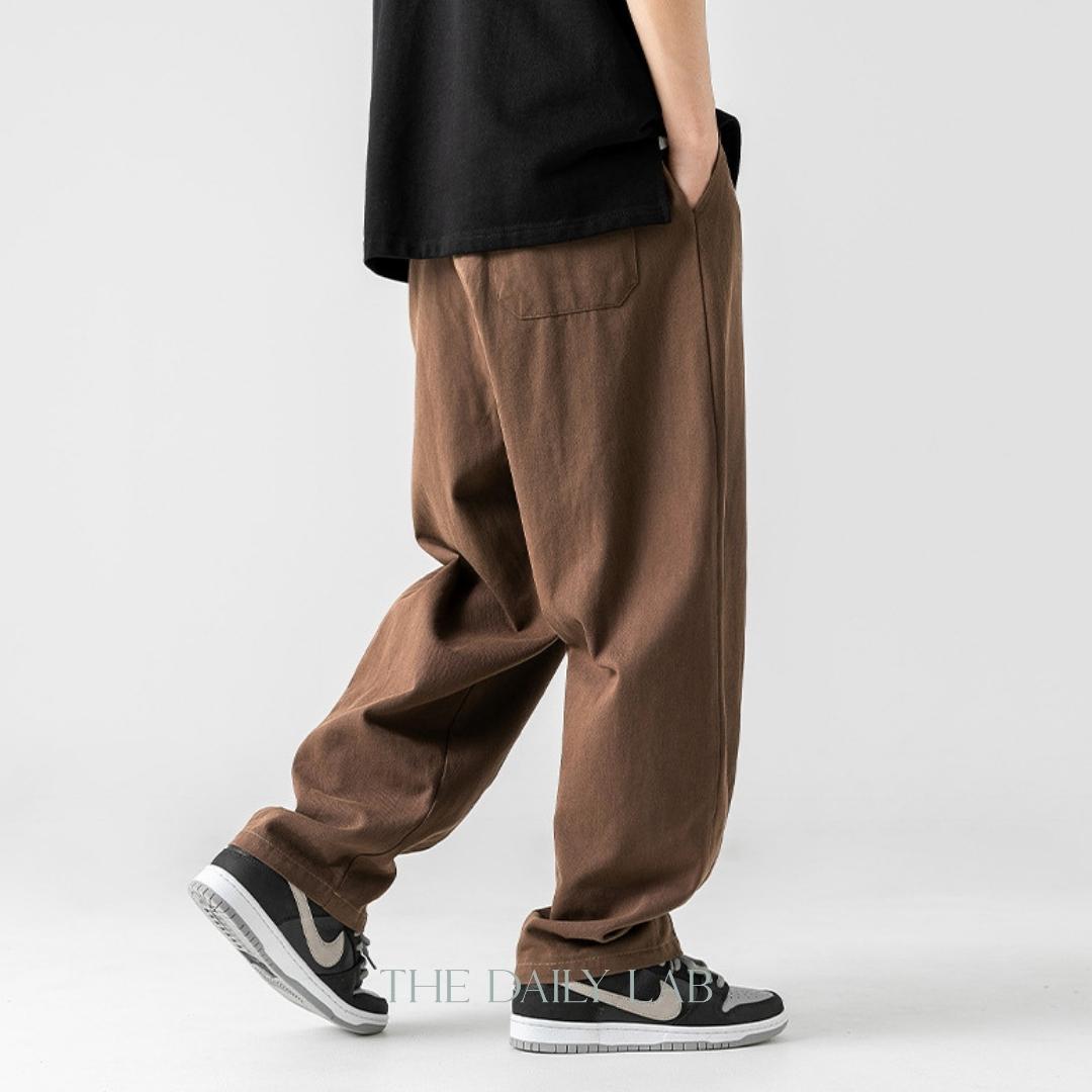 275G Sand-washed Cotton Long Pants in Brown