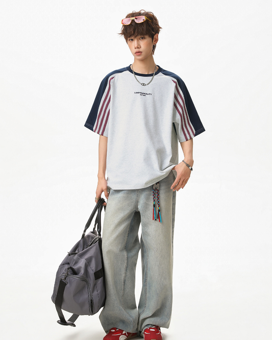 Lost Reality Vintage Raglan Tee in Grey