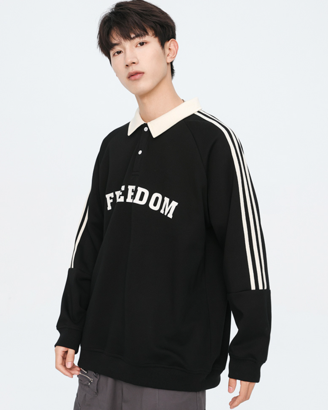 Freedom Relaxed Polo Tee in Black