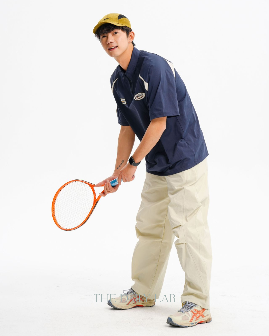 Logo Zipper Polo Shirt in Navy Blue