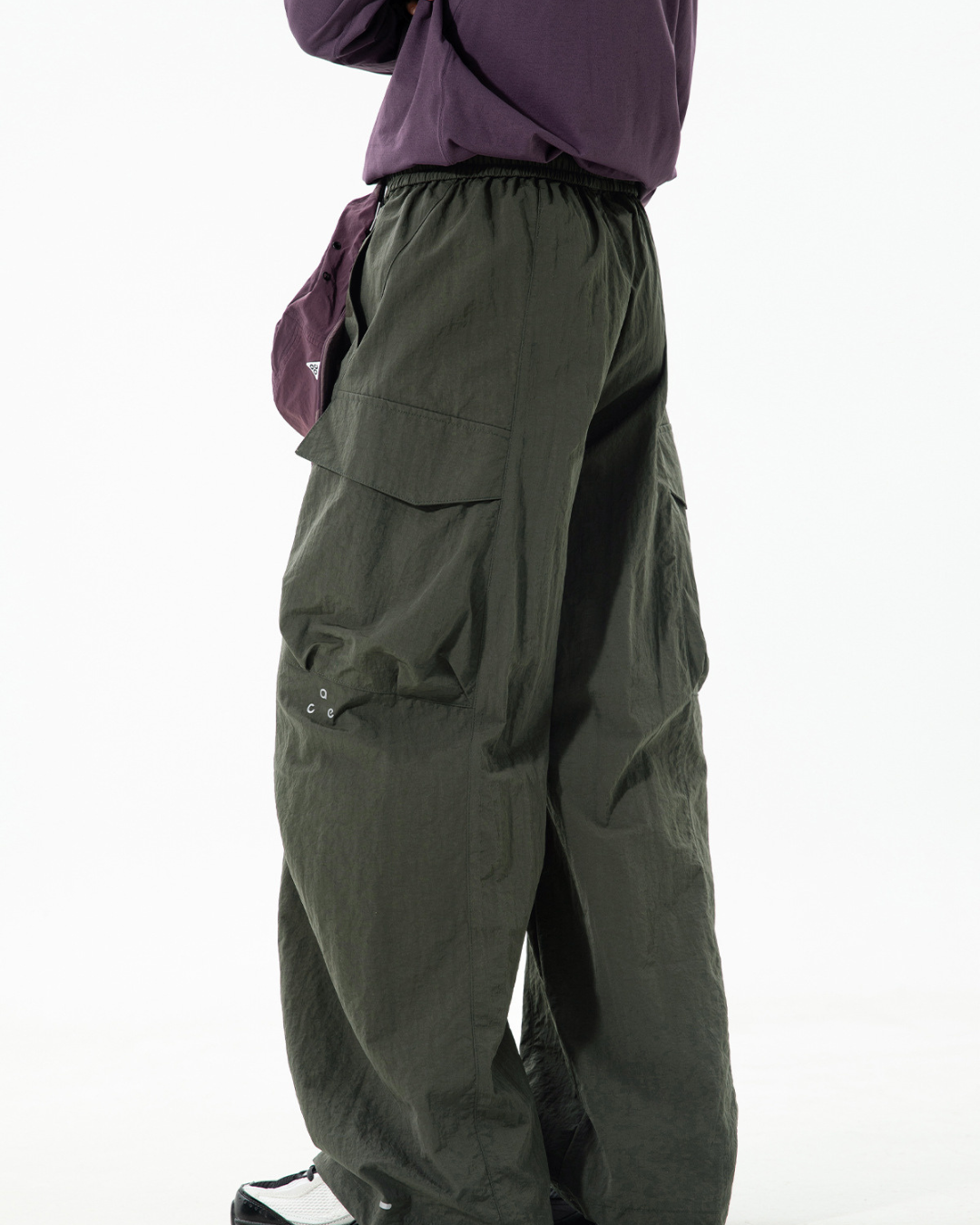 Water-resistant Outdoor Cargo Paratrooper Pants In Gray Green
