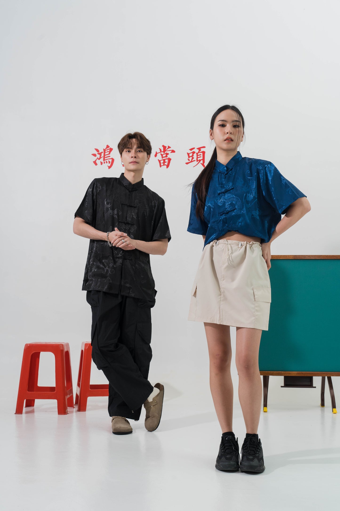 Vintage Chinese Dragon Tang Suit in Blue