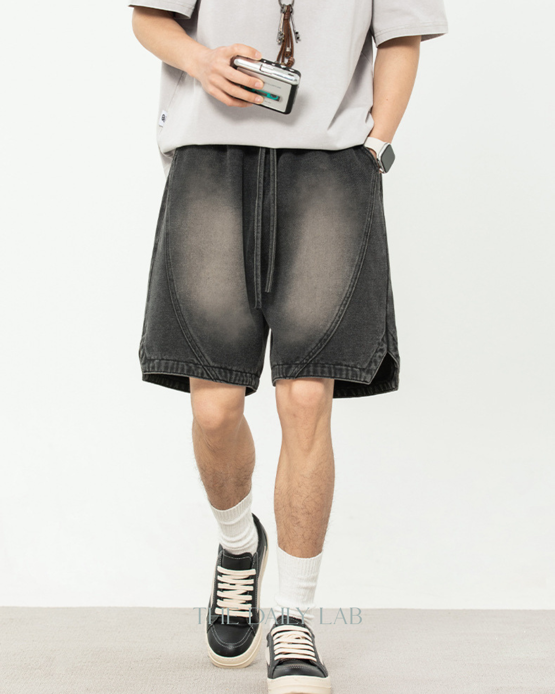 American Washed Denim Shorts in Black