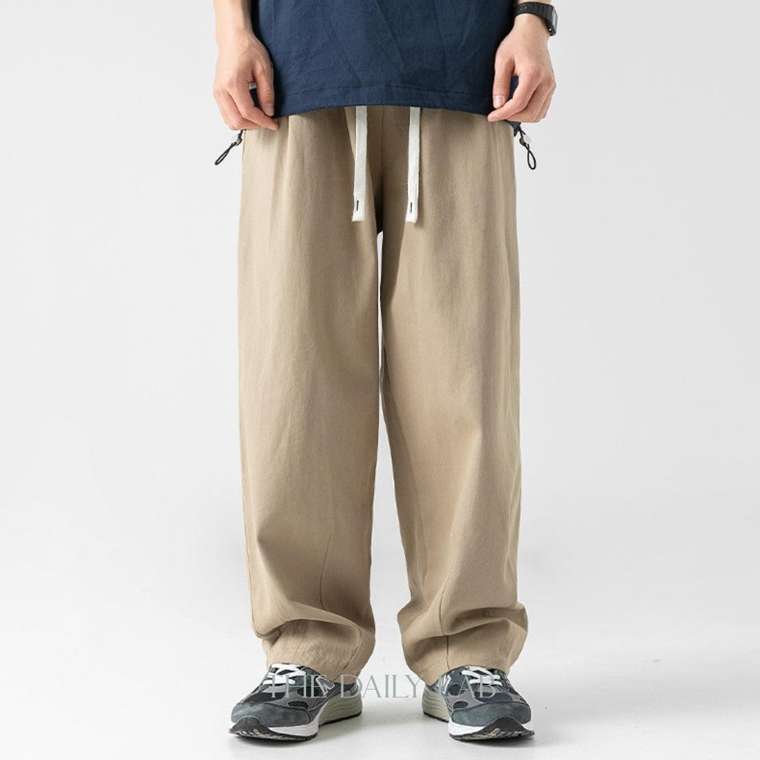 275G Sand-washed Cotton Long Pants in Khaki