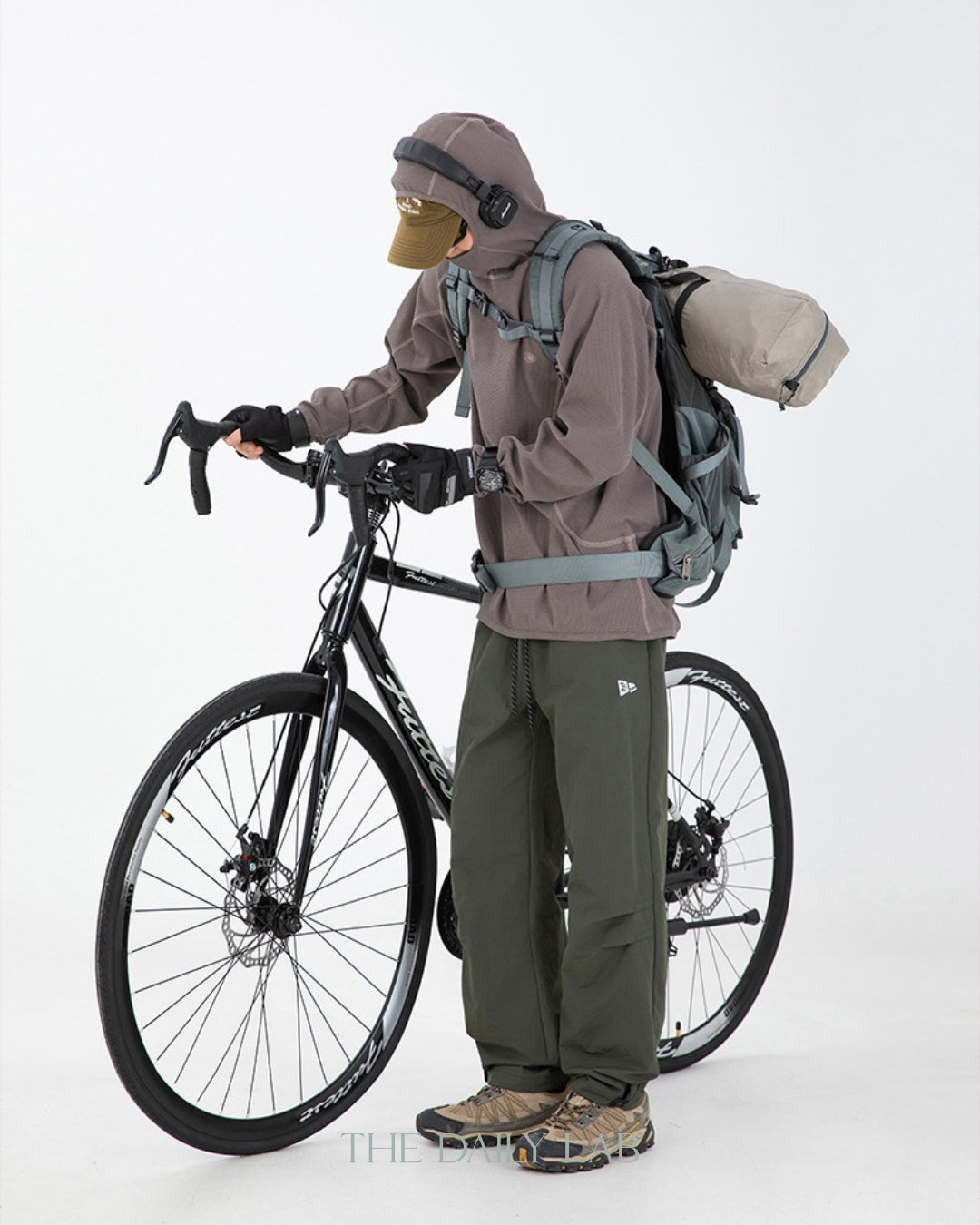 Pleated Nylon Pants in Ash Green