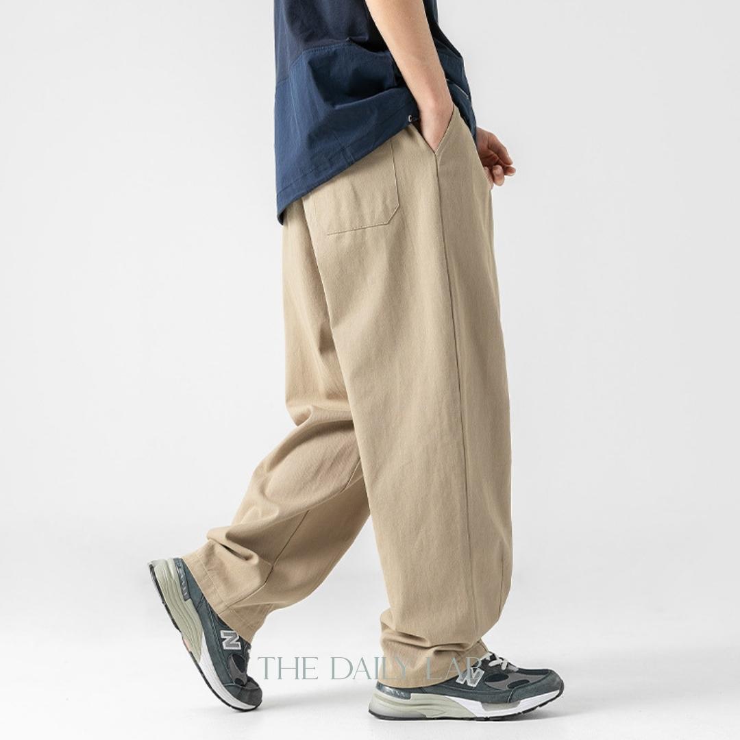 275G Sand-washed Cotton Long Pants in Khaki