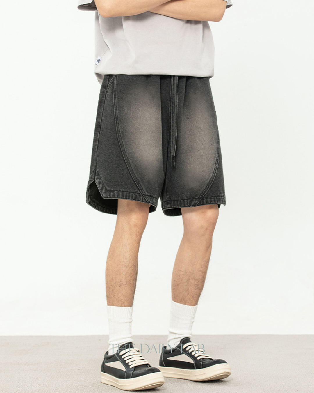 American Washed Denim Shorts in Black