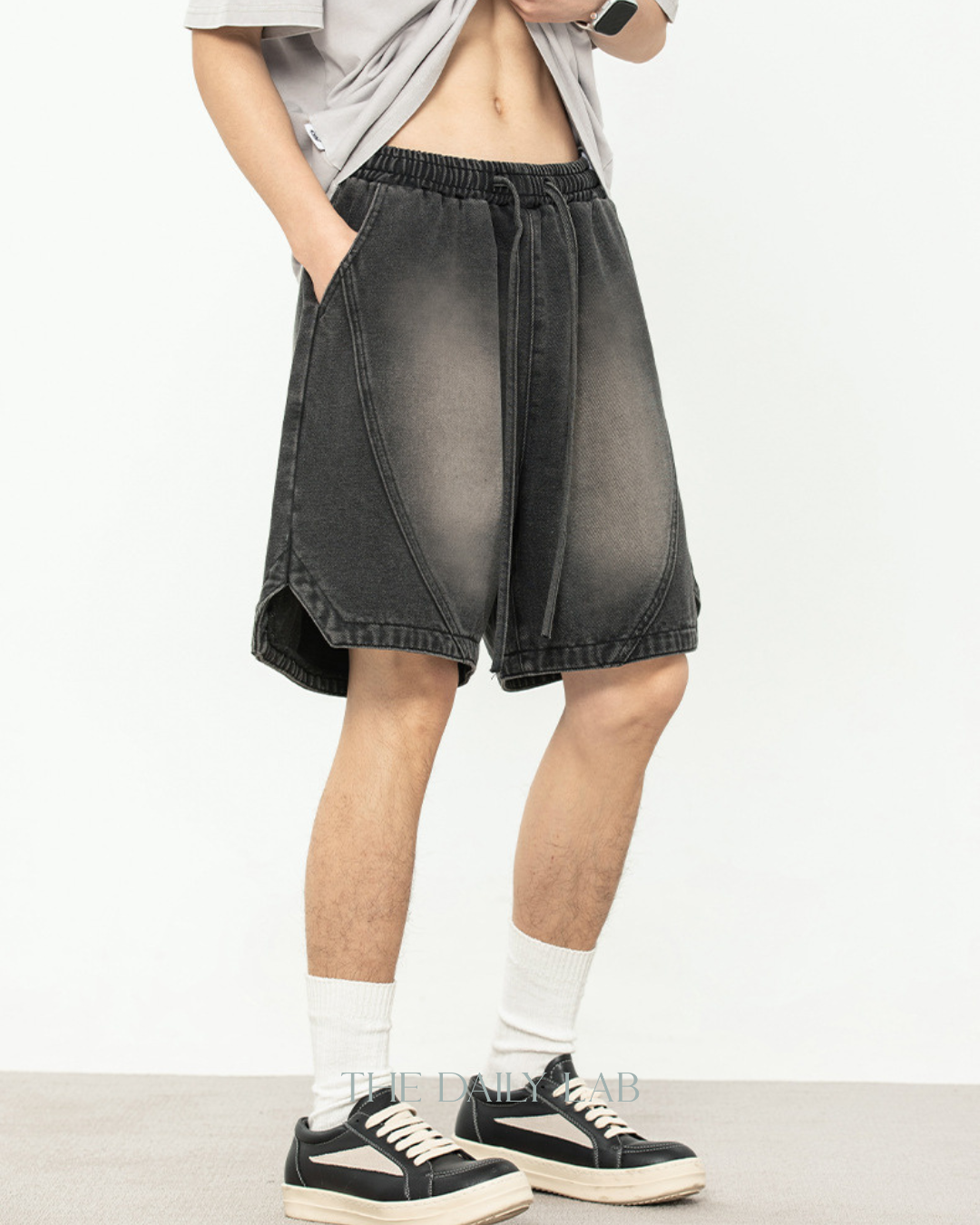 American Washed Denim Shorts in Black