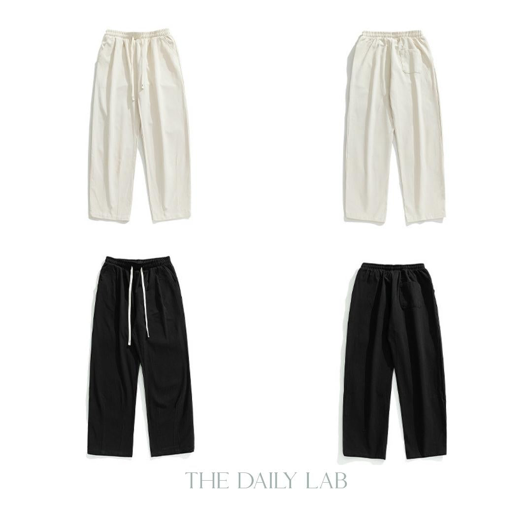 275G Sand-washed Cotton Long Pants in Black