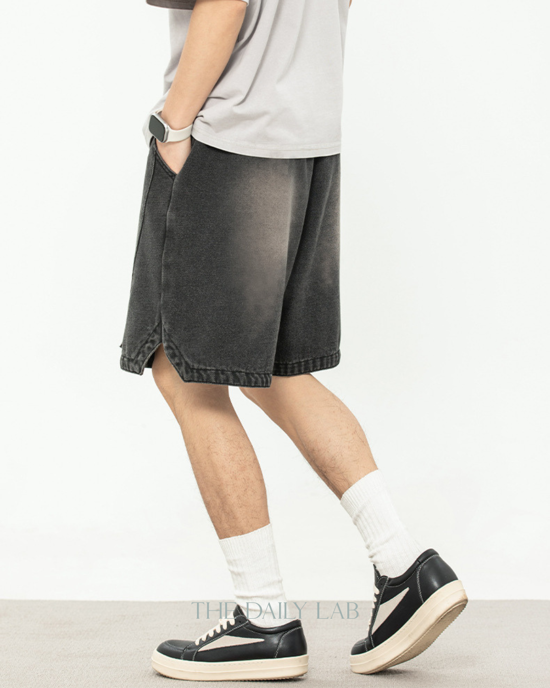 American Washed Denim Shorts in Black