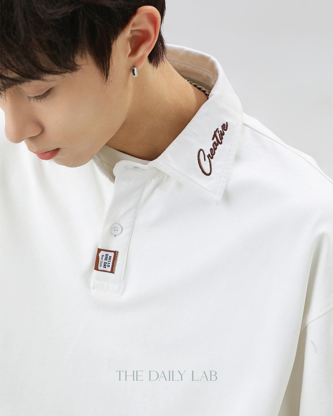 Creative Short-Sleeve Polo Shirt in White