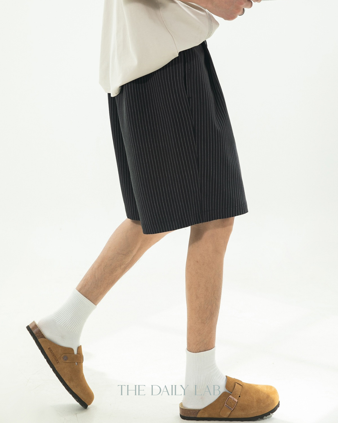 Japanese Stripe Tailored Shorts in Black