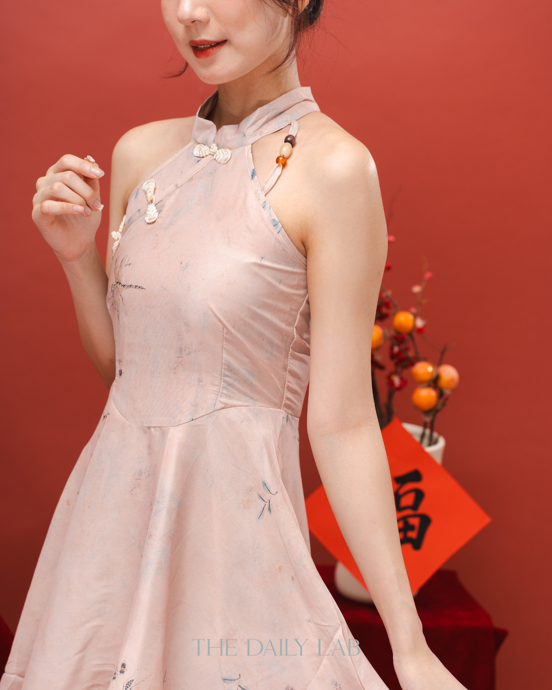 Peach Bloom Cheongsam Dress