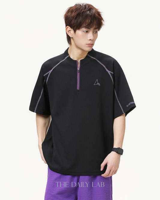 Active Cool Half-Zip Tee in Black