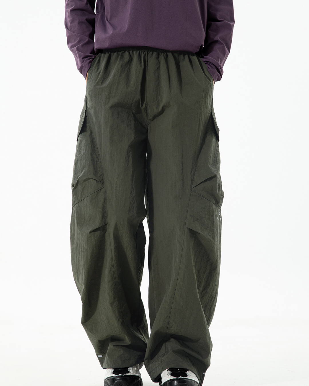Water-resistant Outdoor Cargo Paratrooper Pants In Gray Green