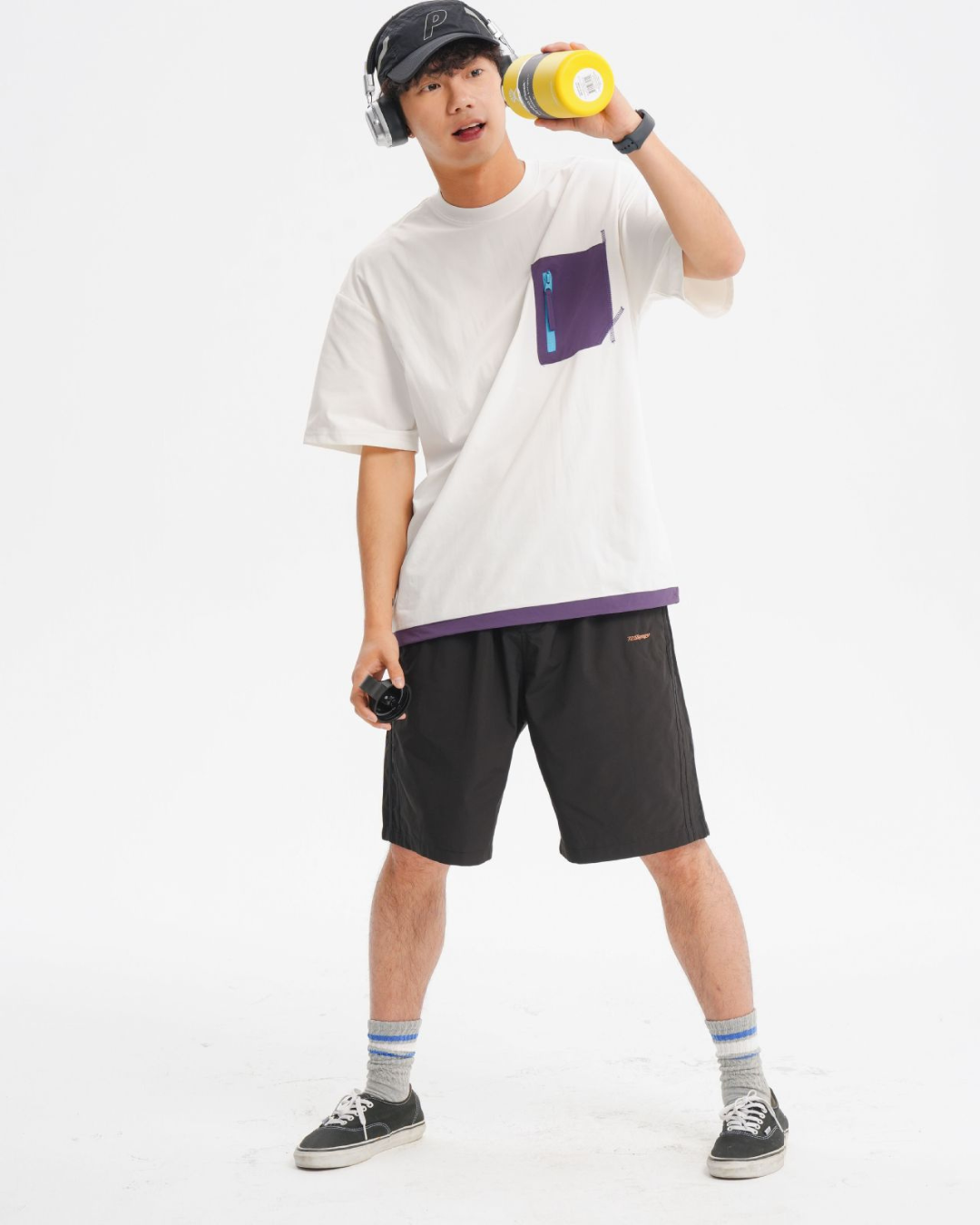 Color-White Pocket Short Sleeve Tee in White