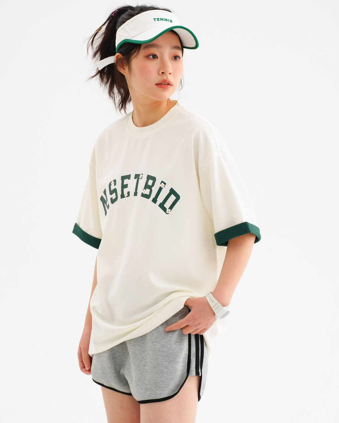 Vintage Japanese Style Short Sleeve Tee In White