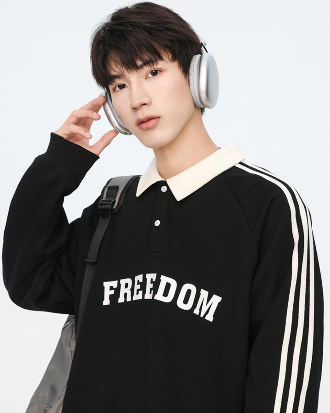 Freedom Relaxed Polo Tee in Black