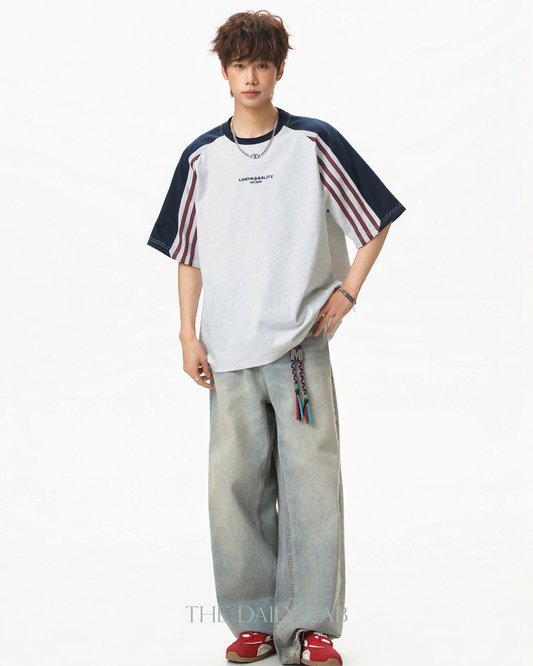 Lost Reality Vintage Raglan Tee in Grey