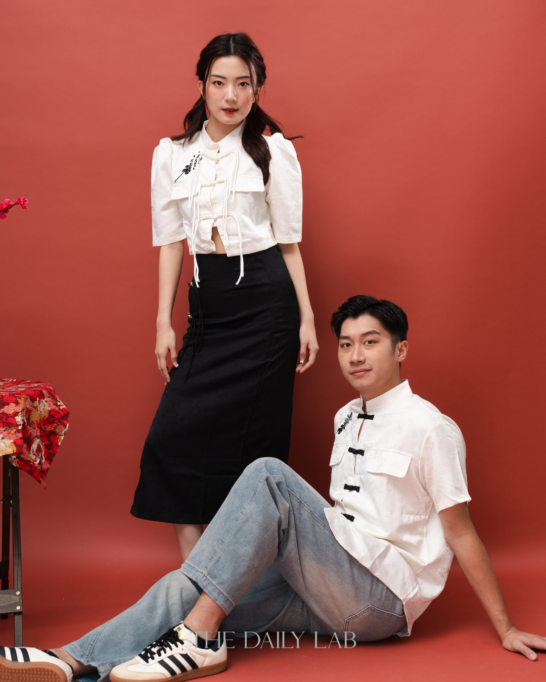 Embroidered Mandarin Collar Tang Shirt