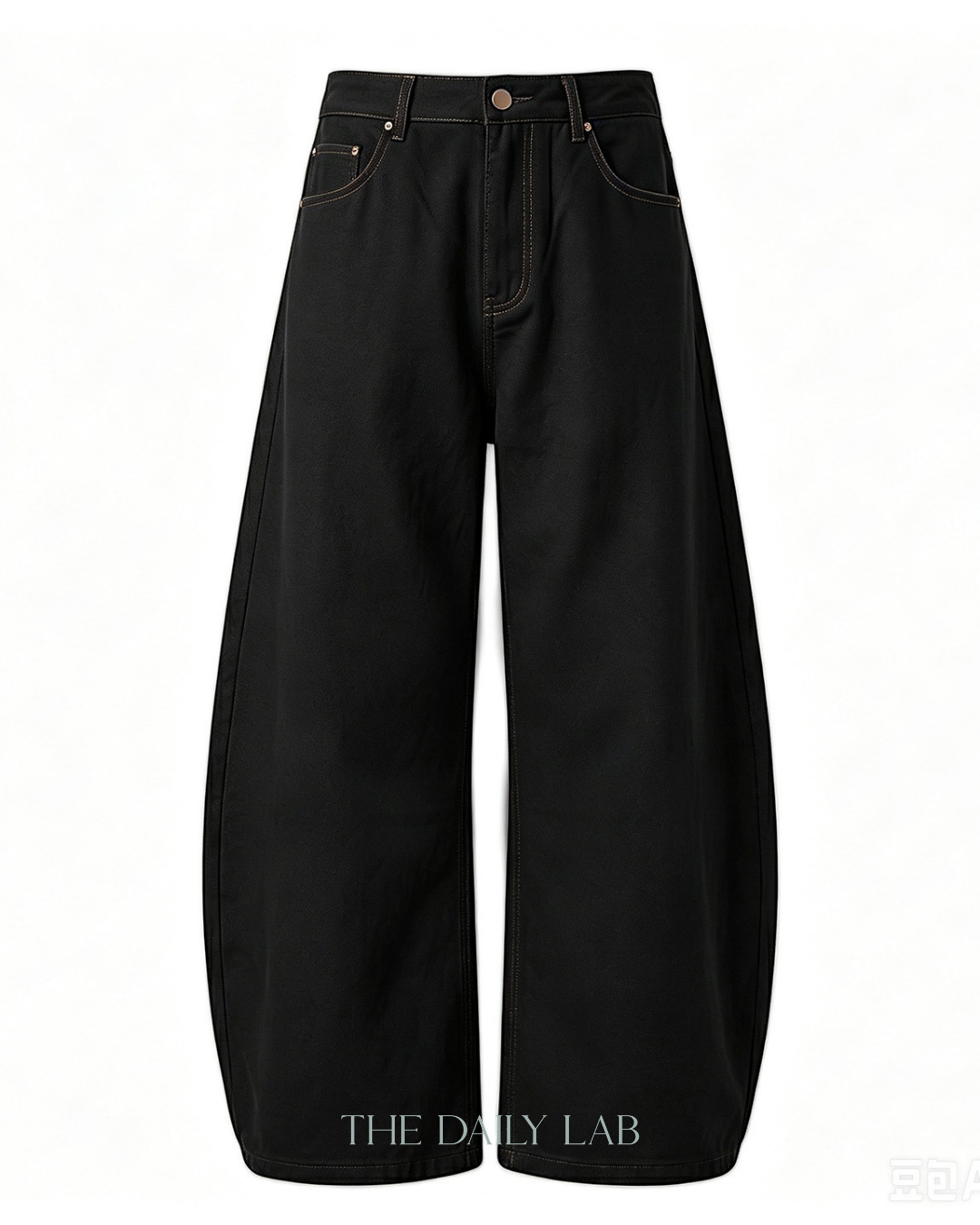 Barrel Leg Casual Pants in Black